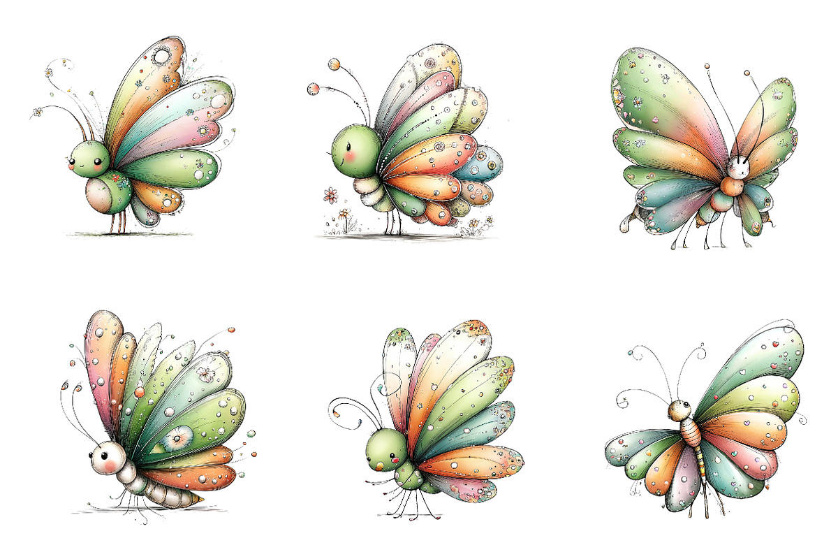 Whimsical Spring Butterfly Clipart, an Illustration by CreationArt (Photo 7 of 7)