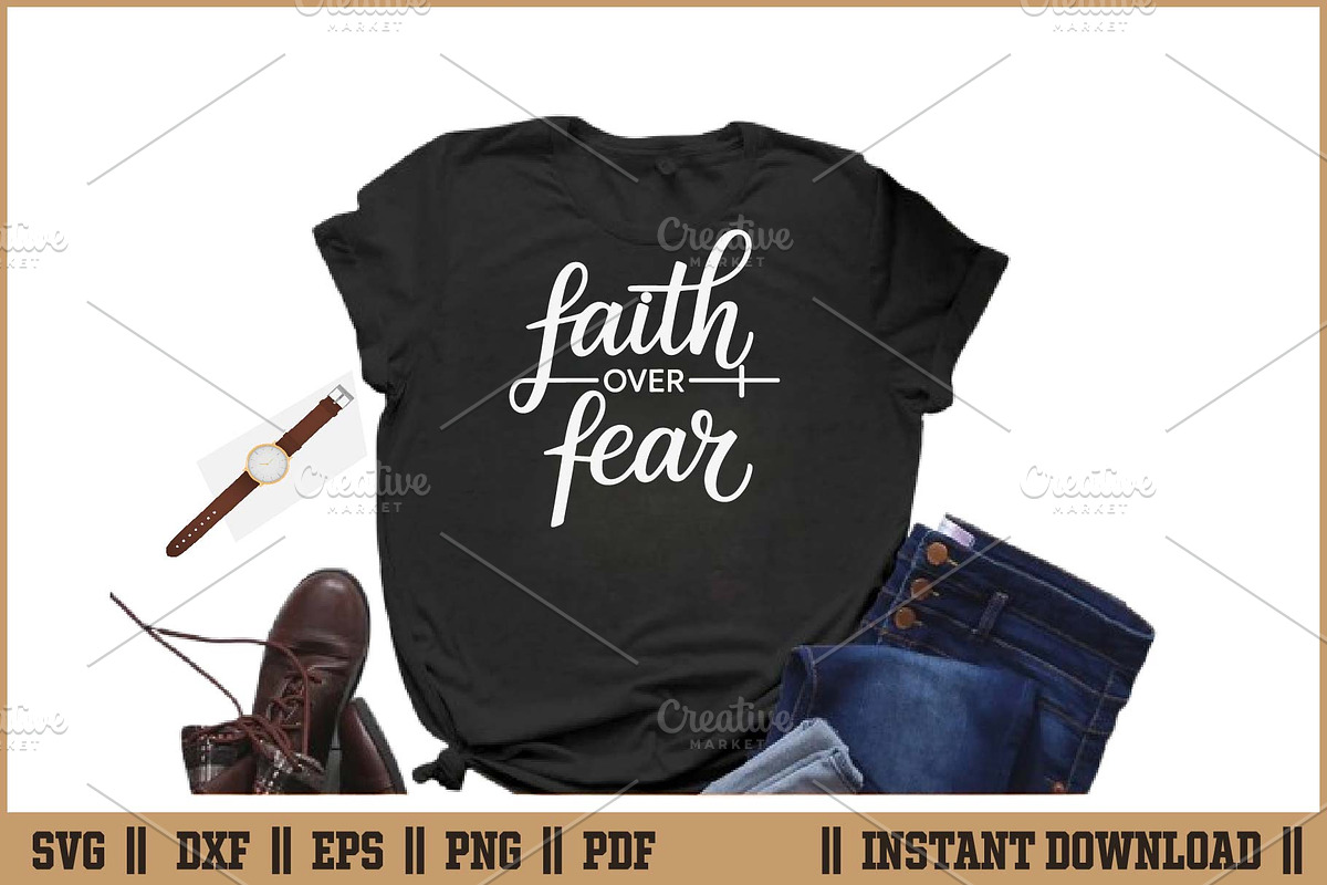 Faith Over Fear T-Shirt SVG Design, a Seasonal Illustration by Handy Arts Studio (Photo 2 of 3)