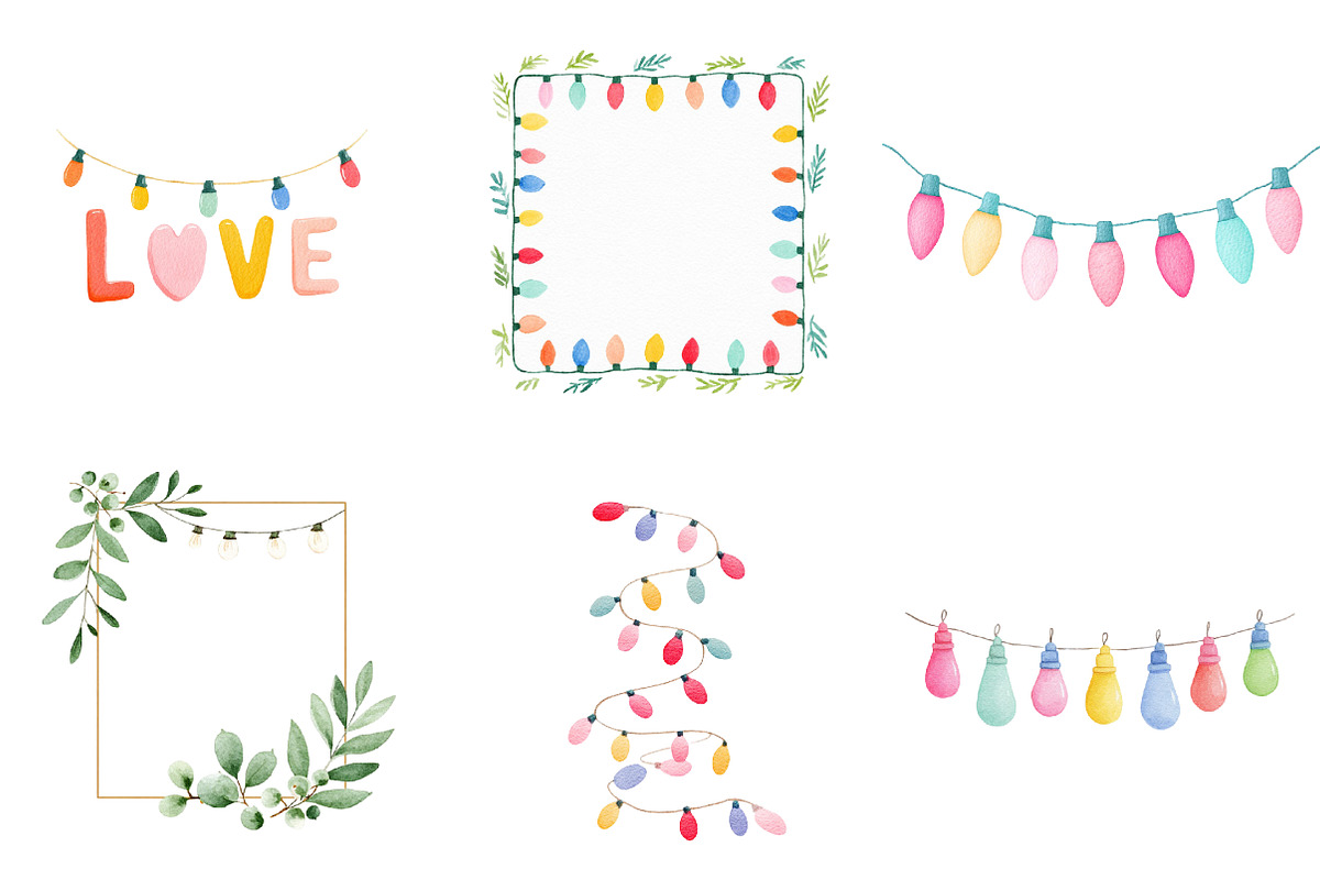 Christmas lights clipart, an Illustration by CreationArt (Photo 3 of 5)