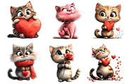 Valentine's Cute Cat Clipart, an Illustration by Dream Creation (Thumbnail 2 of 5)