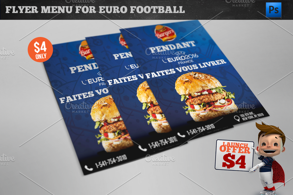 UEFA EURO 2016 - BURGER FLYER, a Flyer Template by Studio 19 (Photo 3 of 3)