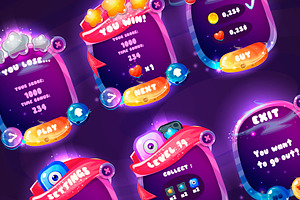 Space cartoon game assets set