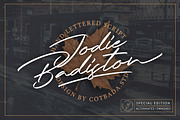 Jodie Badiston Script, a Script Font by Cotbada_studio (Thumbnail 1 of 17)