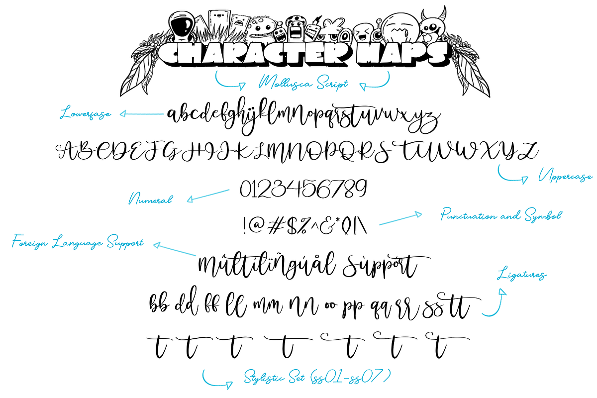 Mollusca Font Trio | Dingbats Doodle, a Script Font by Ardana Creative (Photo 9 of 15)