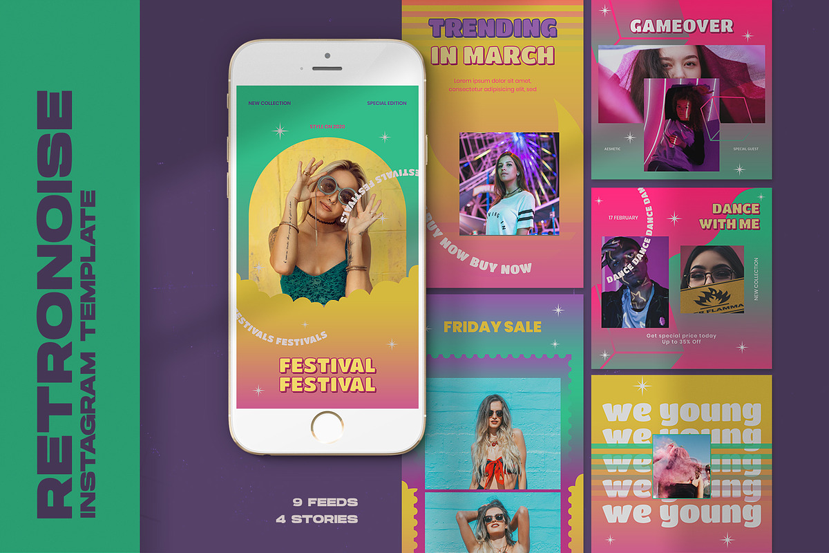 Retronoise Instagram Templates, a Social Media Template by Azruca (Photo 1 of 9)