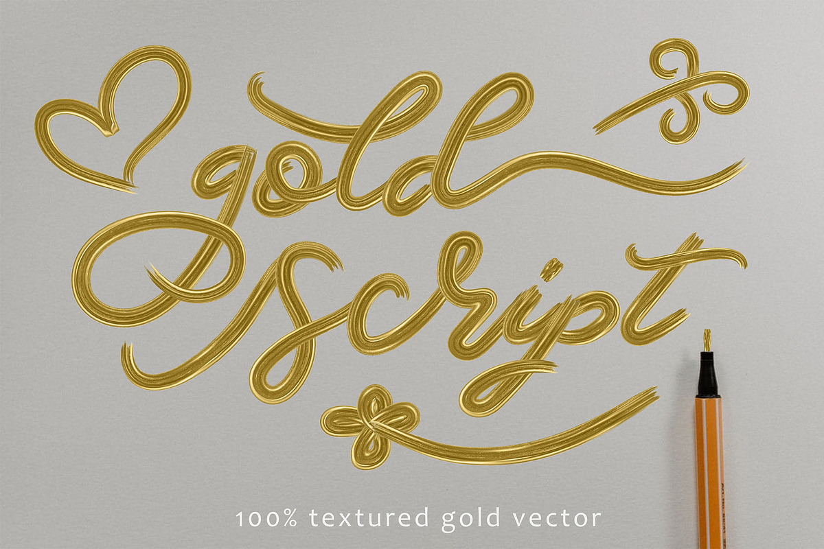GOLD SCRIPT - 100% VECTOR .Ai .EPS10