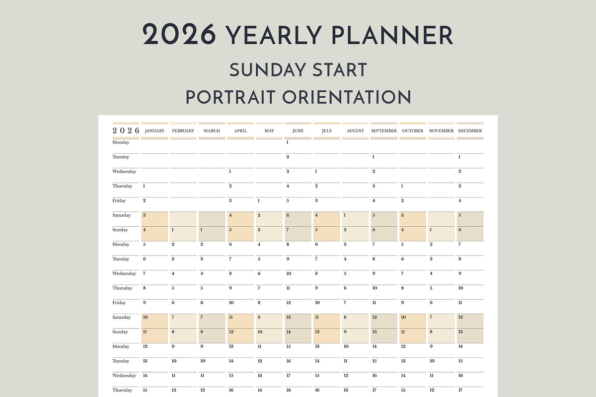 2026 Yearly Planner Sunday Start P preview 3