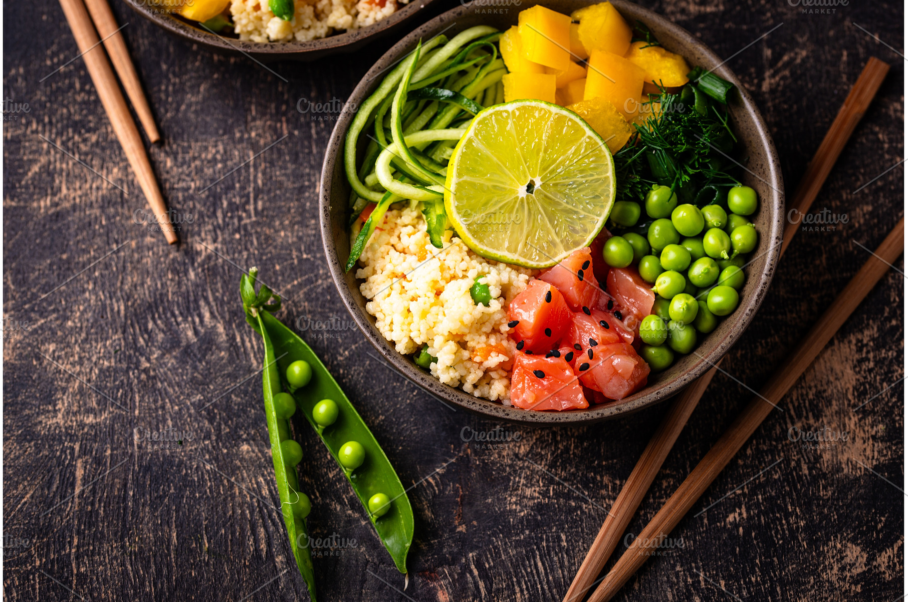 Healthy bowl with salmon and, a Food & Drink Photo by Yulia Furman