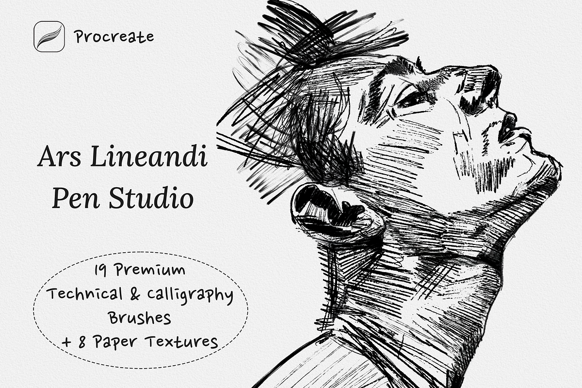 Procreate Ars Lineandi Pen Studio, a Brush Add-On by Brush Moment (Photo 1 of 10)