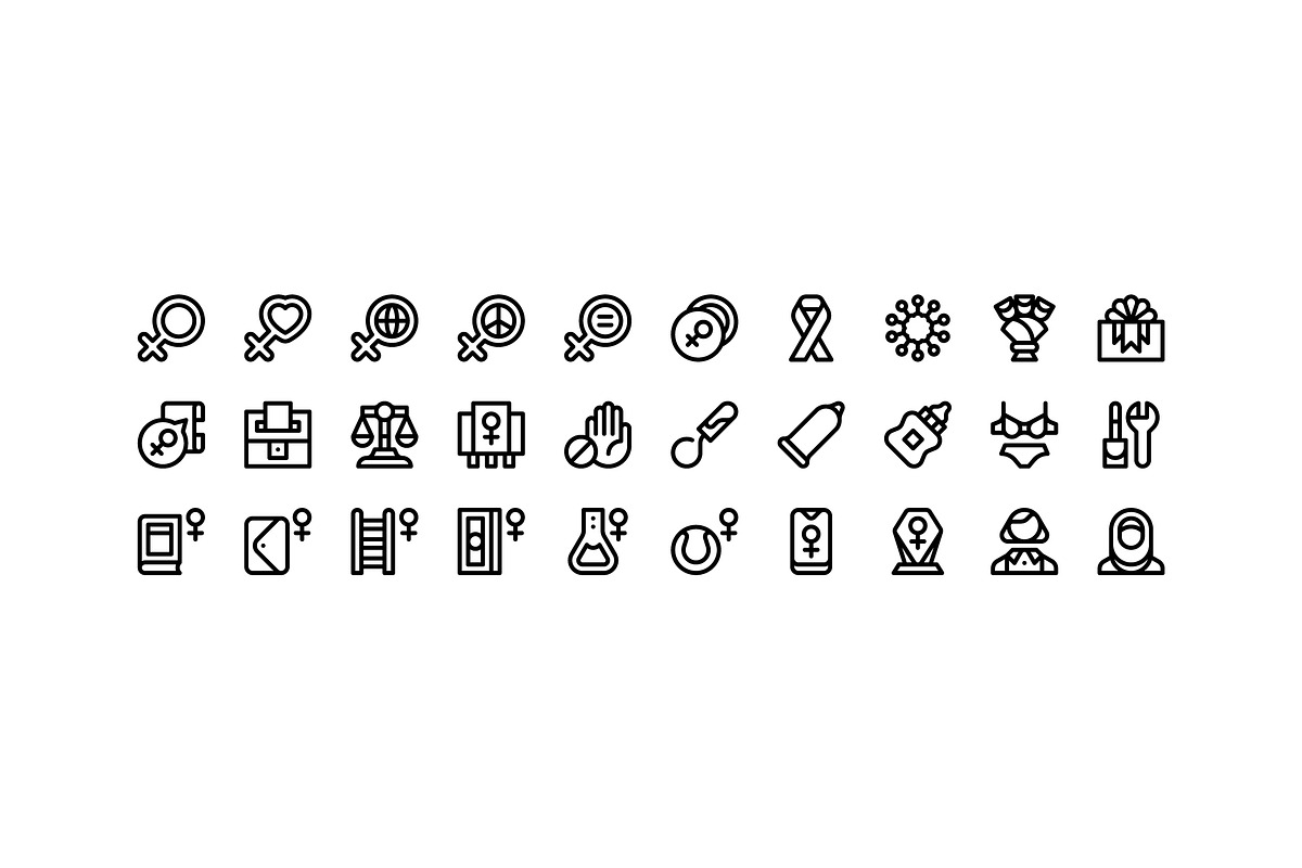 30 International Women's Day Icons, an Outline Icon by Side Project (Photo 2 of 7)