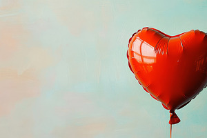 Red heart balloon on textured background, an Abstract Photo by Natalia Klenova's Shop