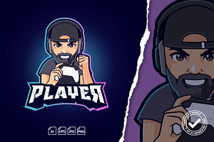 Hipster Beard Dad Gaming Esport Logo, a Design Template by tkzgraphic