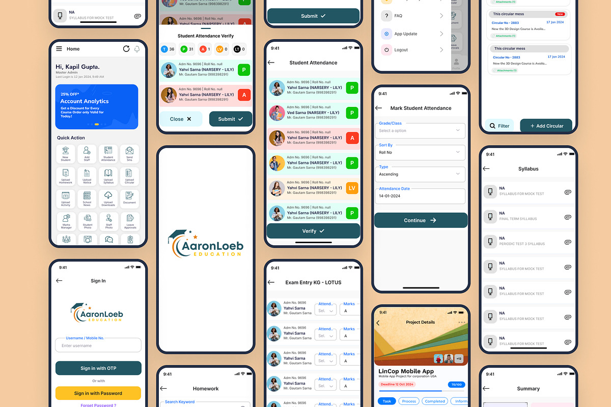 Pakkho E-learning Mobile App UI Kit, an UI Kit Template by piyush608 (Photo 2 of 7)
