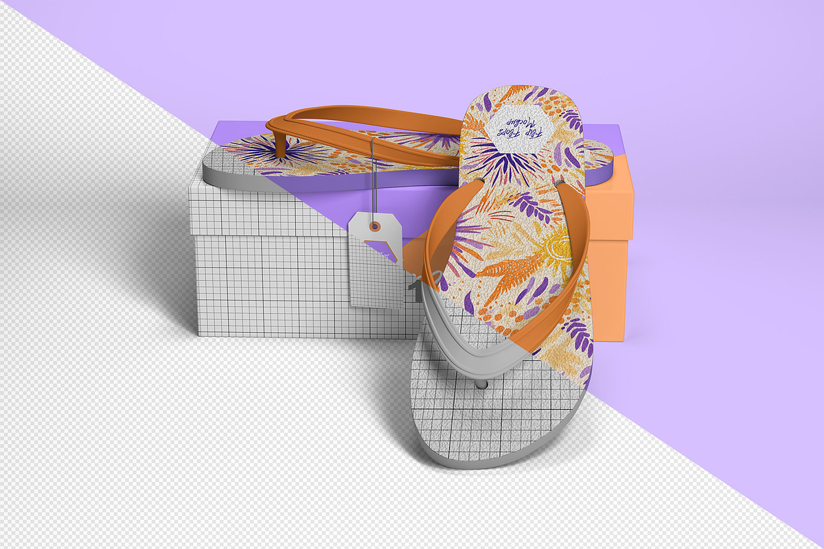 Flip Flops Packaging Mockup 6 Views, a Packaging Mockup by Illusiongraphic (Photo 12 of 20)