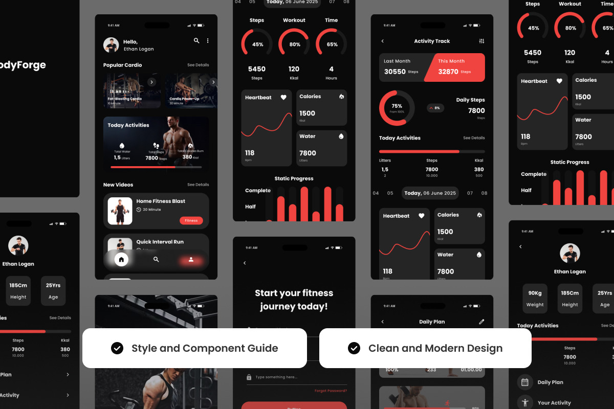 Bodyforge - Fitness Tracker App, an App Template by productype1 (Photo 3 of 5)