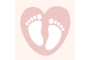 Baby feet imprint on a heart, an Object Illustration by Toltemara