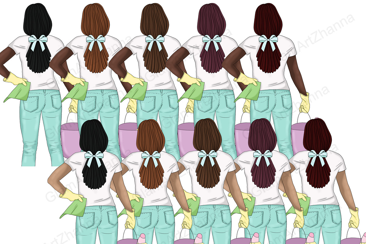 Cleaning Girls Clipart, a Person Illustration by GlamArtZhanna (Photo 7 of 7)