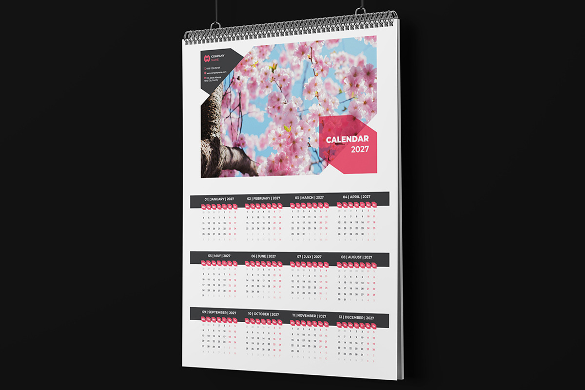 Wall Calendar 2027 - 6 Design Styles, a Stationery Template by Peacock_design (Photo 5 of 7)