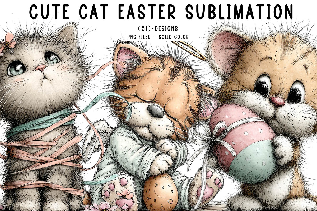 Cute Cat Easter Sublimation, an Illustration by CreationArt (Photo 1 of 7)