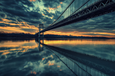 Dramatic sunset at Washington Bridge, a Photo by Iftikhar Alam