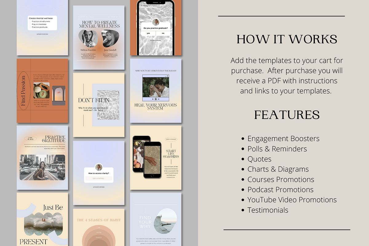 Gradient Design Canva Instagram Pack, a Social Media Template by Guavamelo Studio (Photo 3 of 12)