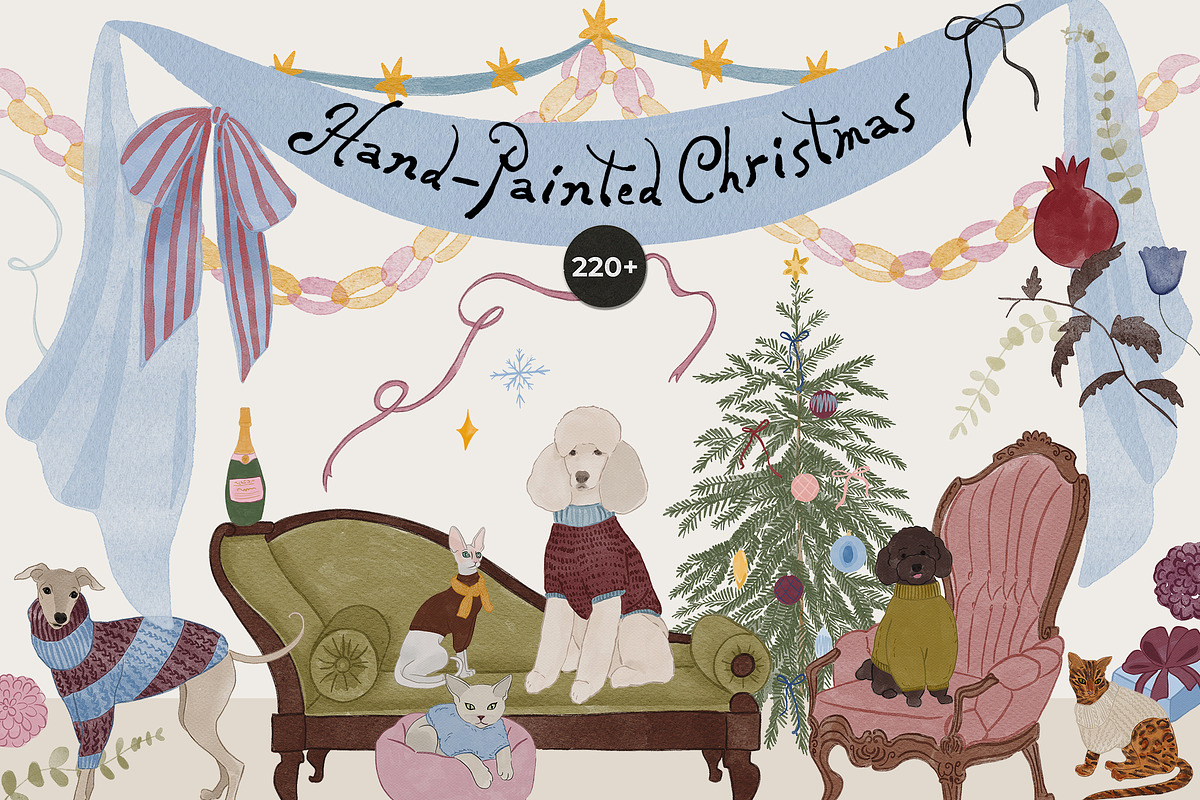 Watercolor Christmas Animals Whimsy, a Seasonal Illustration by Lana Elanor (Photo 1 of 16)