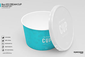 8oz Ice Cream Cup Mockup Set