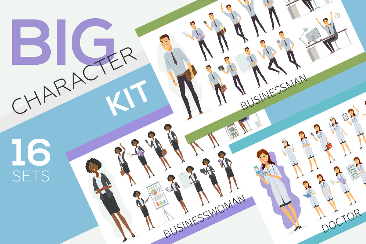 Big Cartoon People Character Kit, an Education Illustration by Boyko Pictures (Photo 1 of 9)