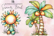 Watercolor Summer Beach Clipart Bund, an Illustration by SVGArt (Thumbnail 1 of 9)