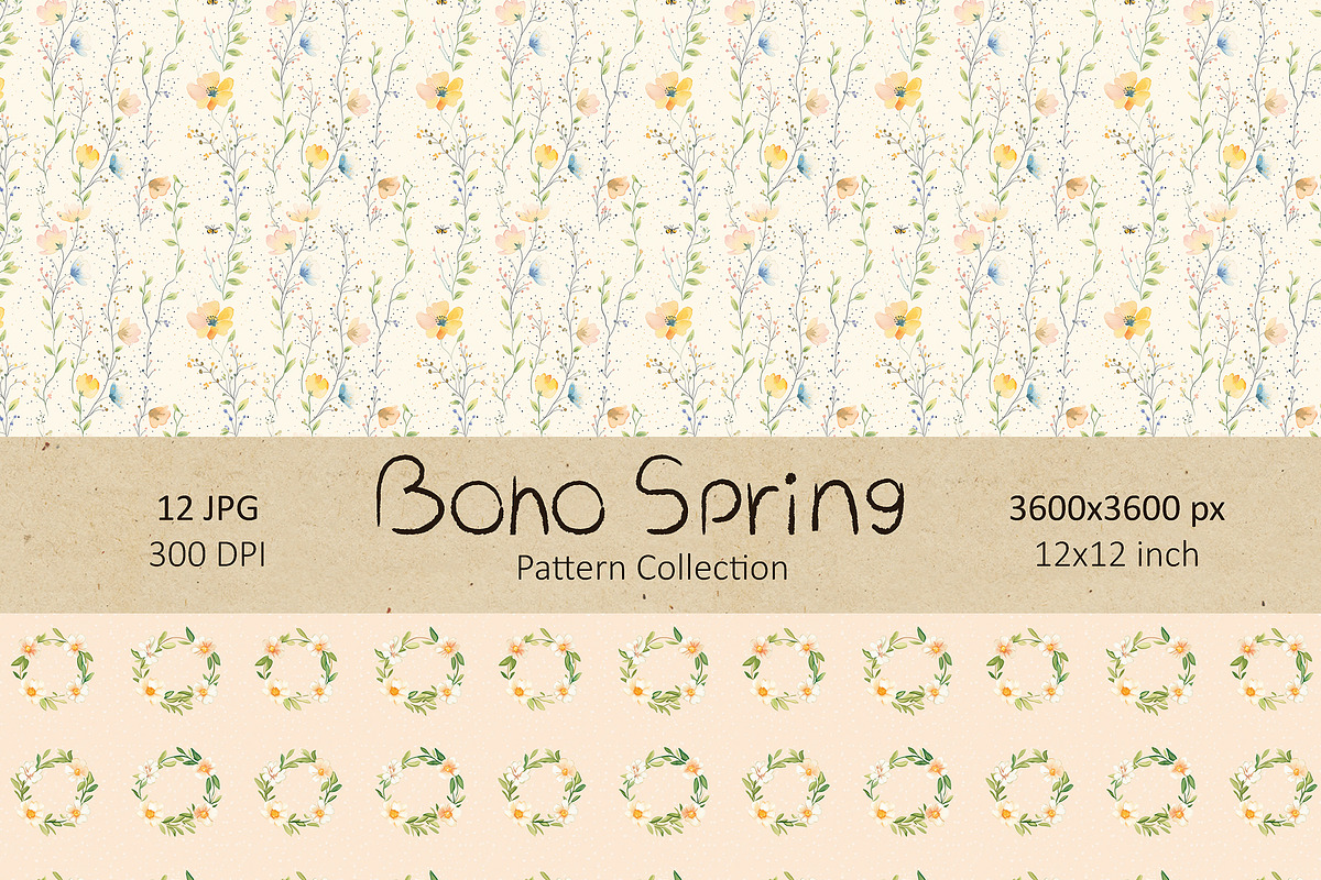 Boho Easter Spring Patterns Set, a Pattern Graphic by IrenKlm (Photo 3 of 9)