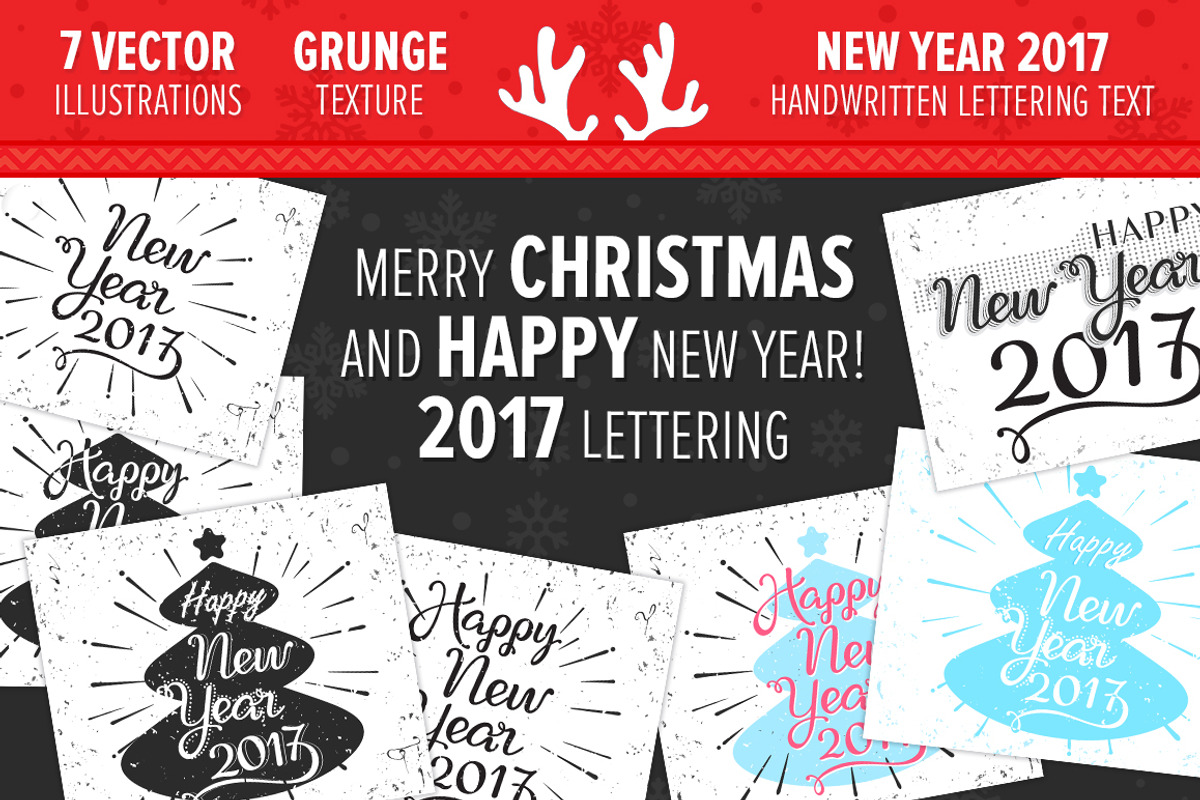 SET / 7 ills / Happy New 2017 Year!, a Decorative Illustration by Nadin_Lebedeva (Photo 1 of 4)