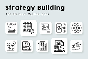 Strategy Building Outline Icons