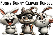 Funny Bunny Clipart Bundle, an Illustration by Pixels.Craft (Thumbnail 1 of 6)