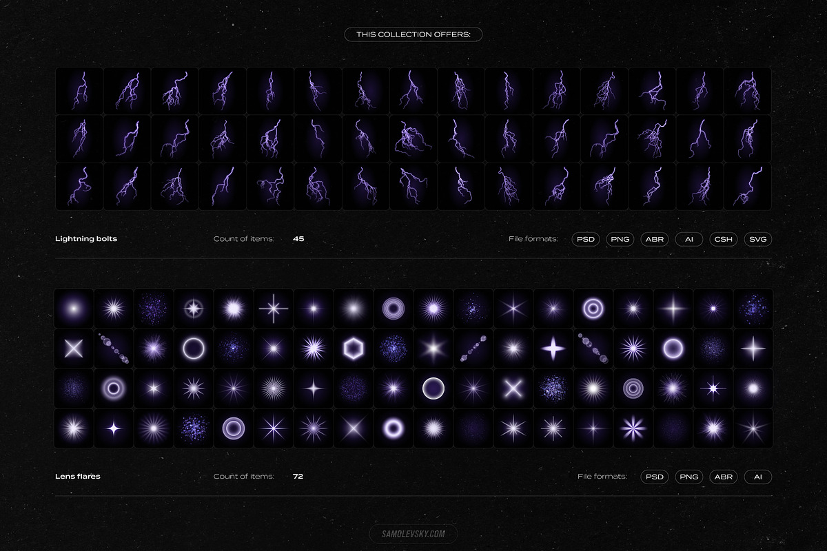 Lightning Bolts & Lens Flares Bundle, a Shape Add-On by Samolevsky (Photo 2 of 16)
