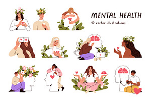 Mental health care concept set, a Person Illustration by Good Studio