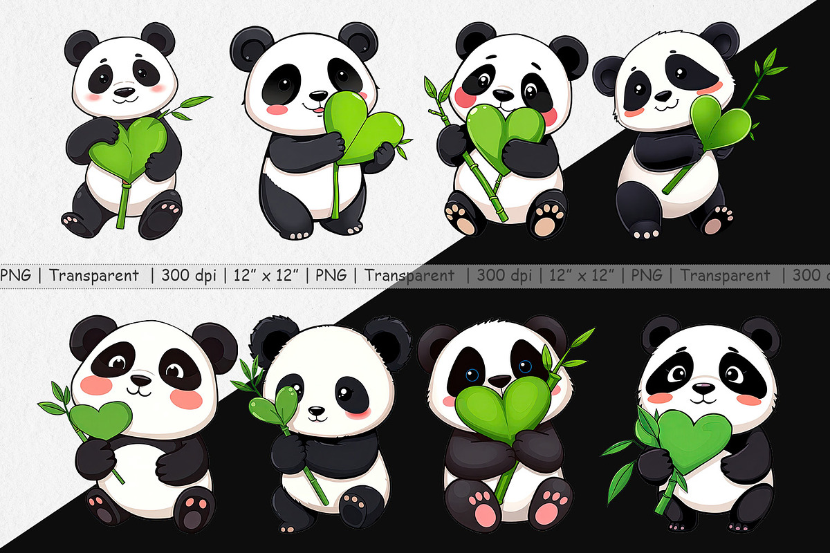 Love Panda Clipart, a Graphic by Artnoy (Photo 2 of 5)