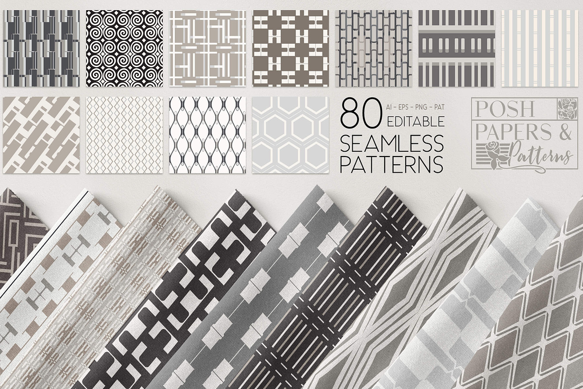 80 Geometric Seamless Pattern Tiles, a Pattern Graphic by Posh Papers & Patterns (Photo 1 of 8)