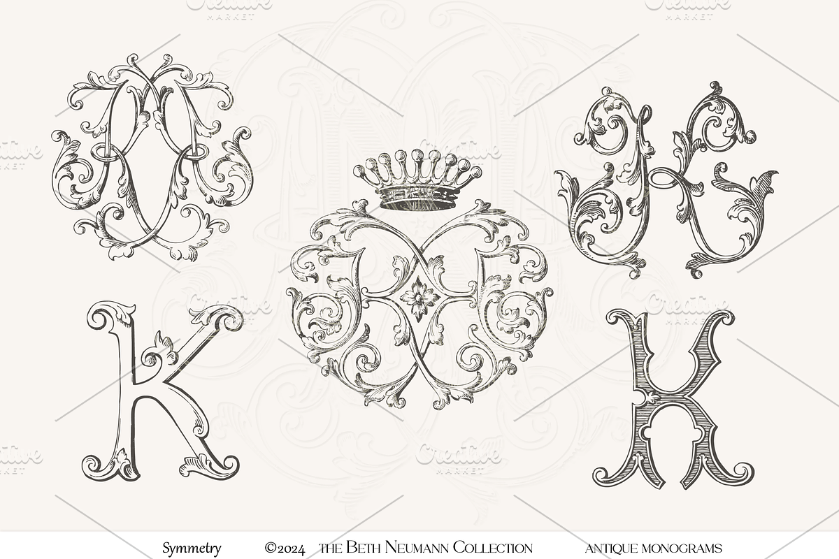 Antique Vintage Monogram Initial K, an Object Graphic by Antique Monograms (Photo 1 of 4)
