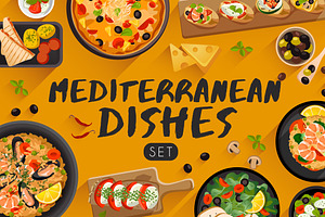 Big Set of Mediterranean Cuisine