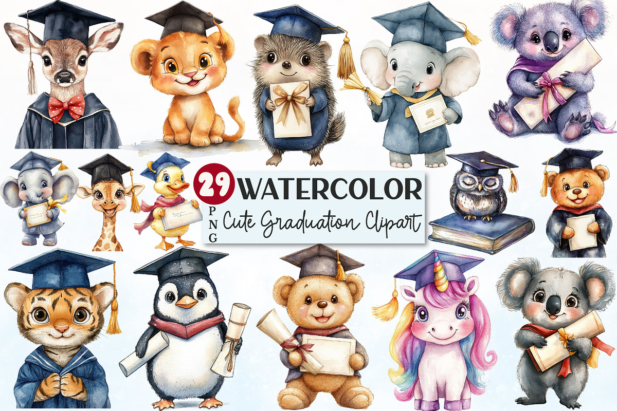 Cute Graduation Animal Sublimation C, a Seasonal Illustration by Rose Art (Photo 1 of 4)