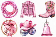 Watercolor Pink Disco Cowgirl PNG, an Illustration by Craft Nest (Thumbnail 3 of 6)