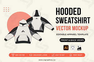 Relaxed Fit Hoodie Vector Template