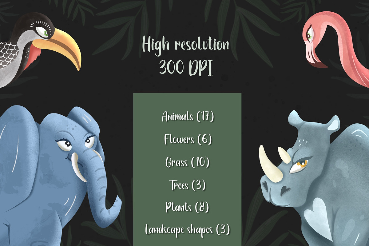 Wild Africa. Safari animals clipart, an Animal Illustration by Samnay Arts (Photo 12 of 12)