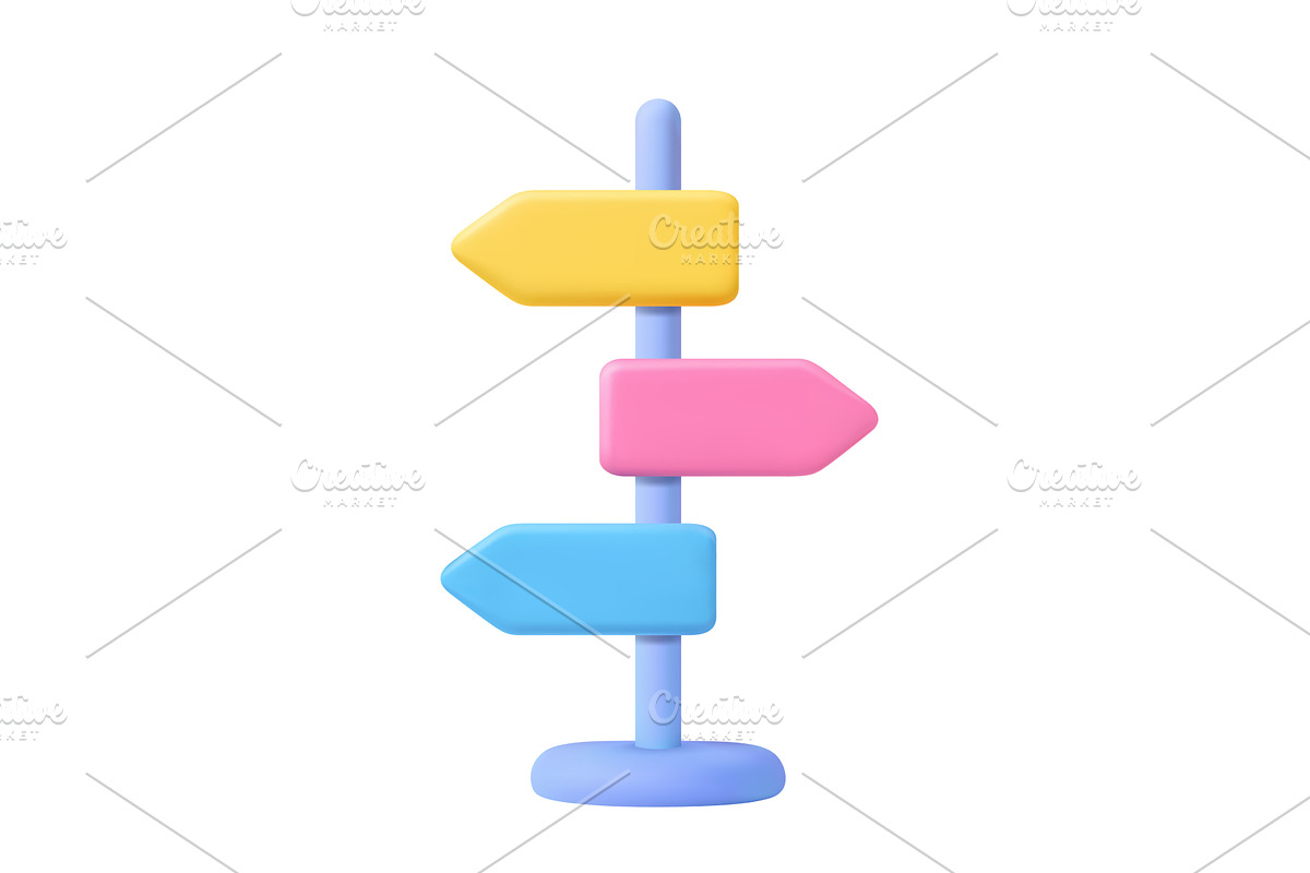 3D Direction Signpost on White, an Object Illustration by ModVector
