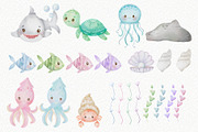Under the Sea 2 Watercolor Clipart, an Animal Illustration by Estúdio Lin (Thumbnail 2 of 7)