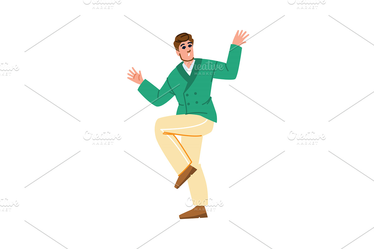 Happy businessman dancing and, a Person Illustration by pikepicture