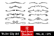 12 Hand Drawn Text Dividers, a Decorative Illustration by The Digital Download Shop (Thumbnail 1 of 2)