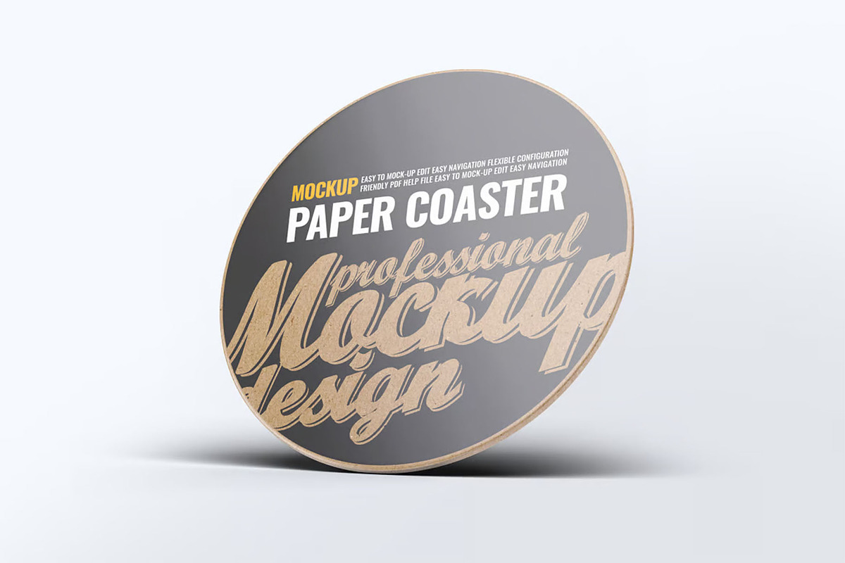 Paper Coaster Mockup, an Advertising Mockup by Hubzway (Photo 5 of 9)