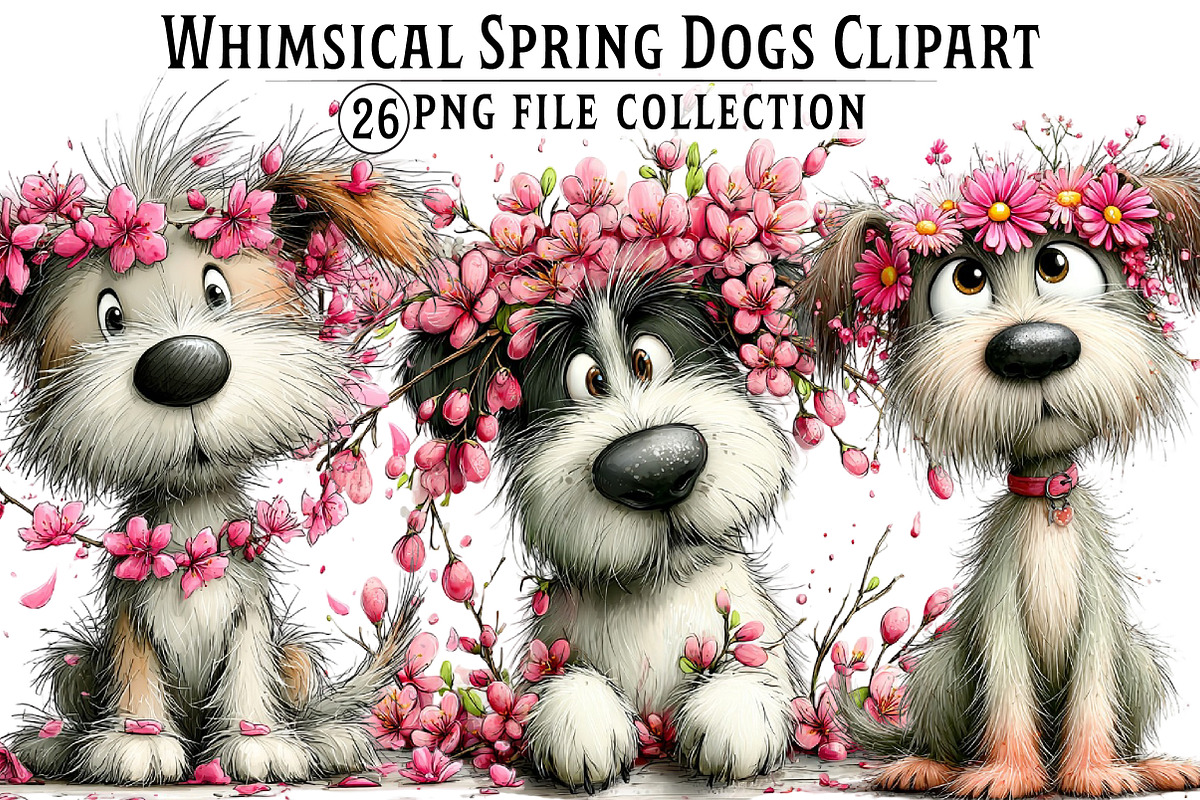 Whimsical Spring Dogs Clipart, an Illustration by Dream Creation (Photo 1 of 6)