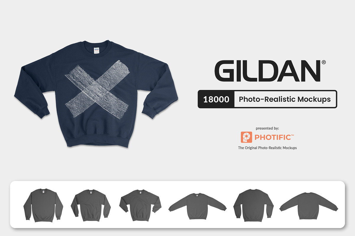 Gildan 18000 Crewneck Sweatshirt, a Hoody Mockup by Photific (Photo 1 of 6)